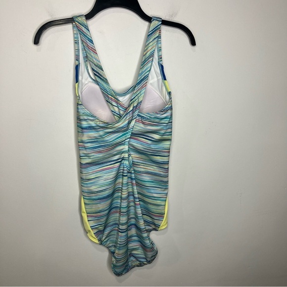 Lands’ End multicolor one piece swimsuit size 10L blue yellow space dyed - Picture 5 of 7